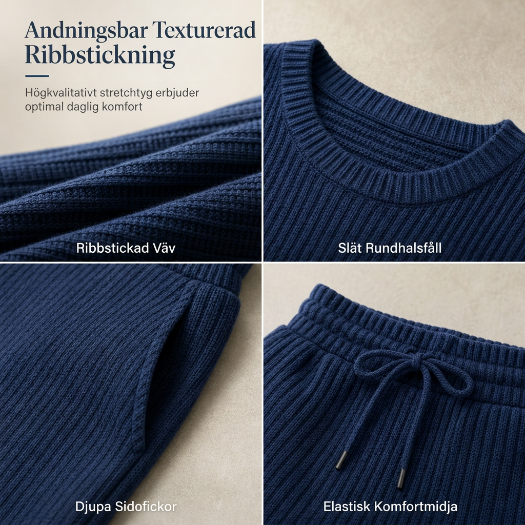 Mirella Zweiteiliges Damen Strickset mit Langarm Oberteil und weiter Hose