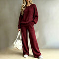 Mirella Zweiteiliges Damen Strickset mit Langarm Oberteil und weiter Hose