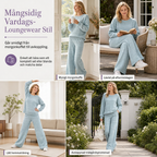 Mirella Zweiteiliges Damen Strickset mit Langarm Oberteil und weiter Hose