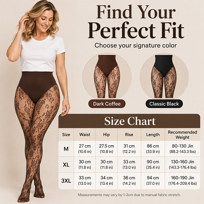 Florisse Hochtaillierte Spitzen Strumpfhose mit formendem Bund und floralem Muster